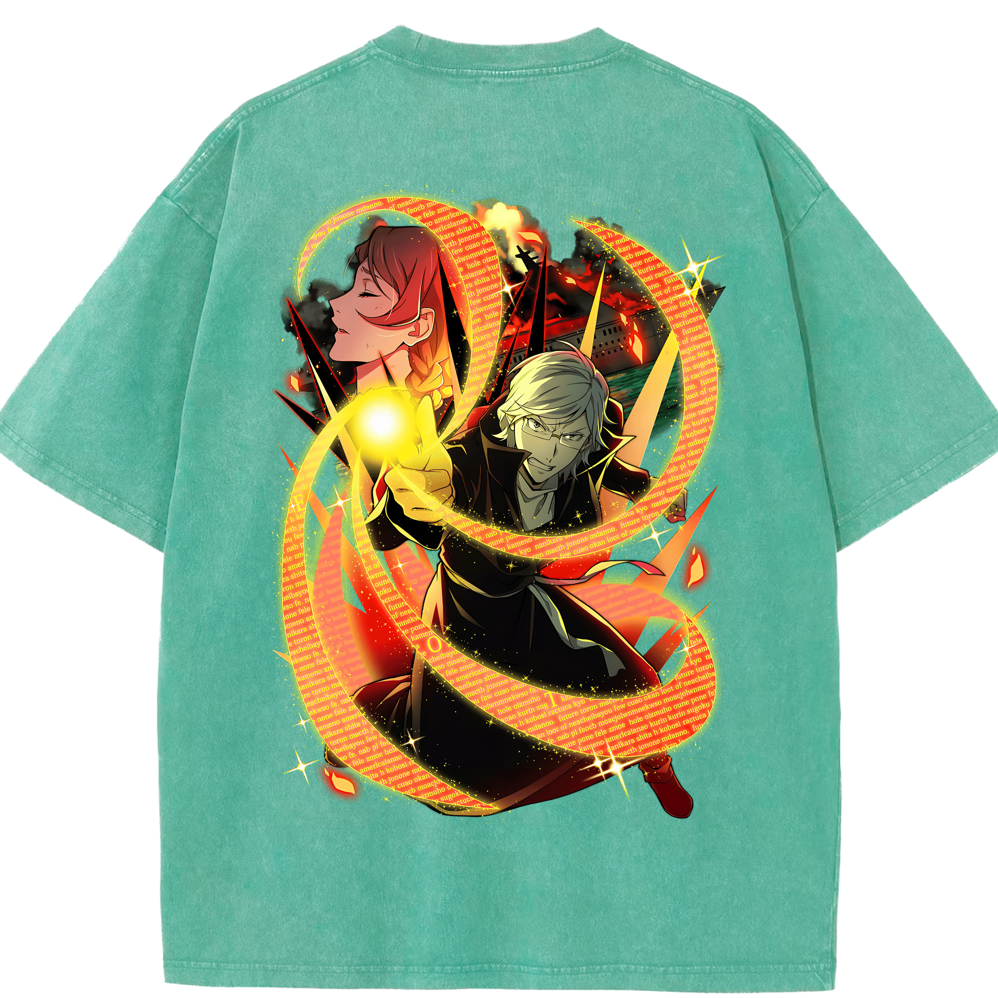 （画像用） 文豪ストレイドッグス Bungo Stray Dogs 綿100% ヴィンテージ風 半袖Tシャツ（背面プリント）